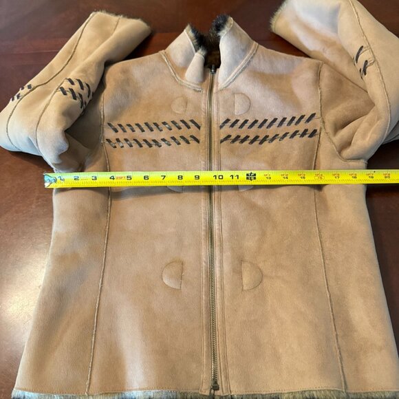 Vintage Reversible Shearling & Faux Fur Toggle Coat Women's Size S 19" ptp - Picture 3 of 14